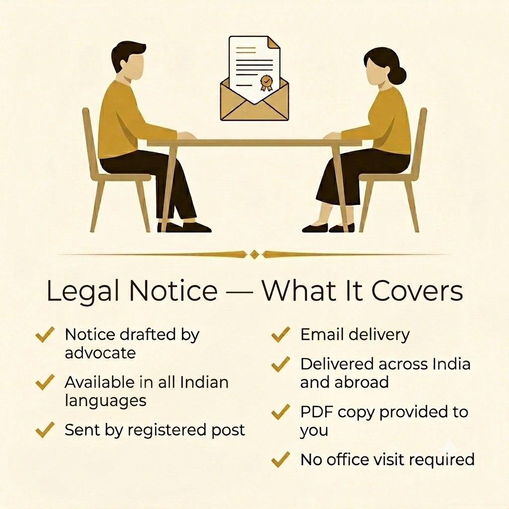 Send Legal Notice to Wife India — Rs.5,000 Flat Fee, What It Covers